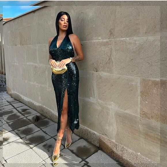 VIRAL ZARA SEQUIN DRESS GREEN - Picture 6 of 16